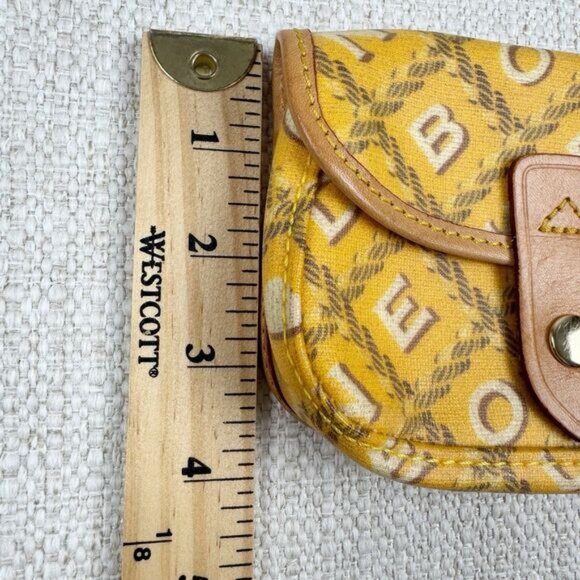 Dooney & Bourke 6" Wristlet Yellow/Tan Leather Trim Logo Snap Pouch Wallet Small - Picture 11 of 14